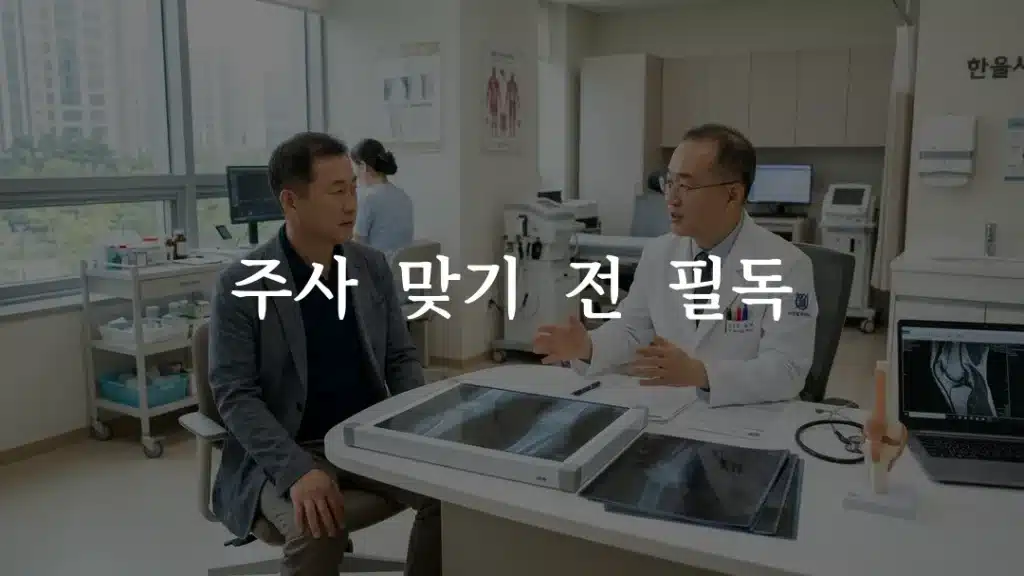 무릎 줄기세포 주사 맞기 전 의사 상담 장면
