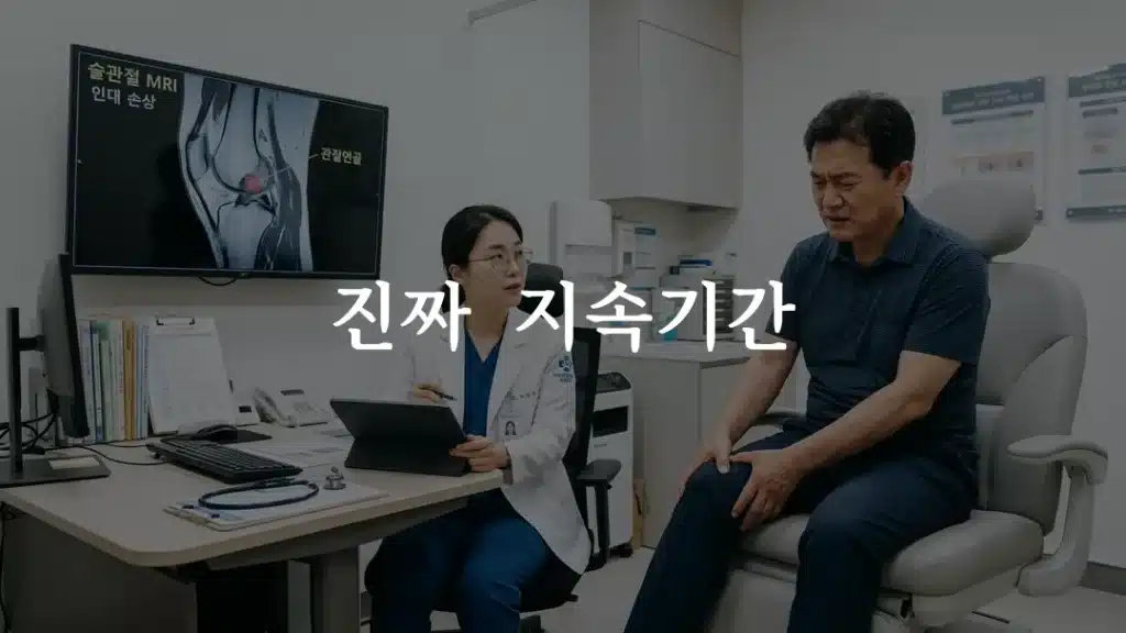 무릎 줄기세포 효과 확인을 위해 병원에서 MRI 결과를 보는 환자