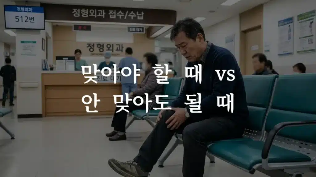 무릎 줄기세포 재투여 여부를 고민하며 병원에 앉아 있는 환자