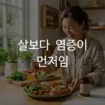 염증 관리 다이어트 영양제와 항염 식단을 함께 챙기는 모습